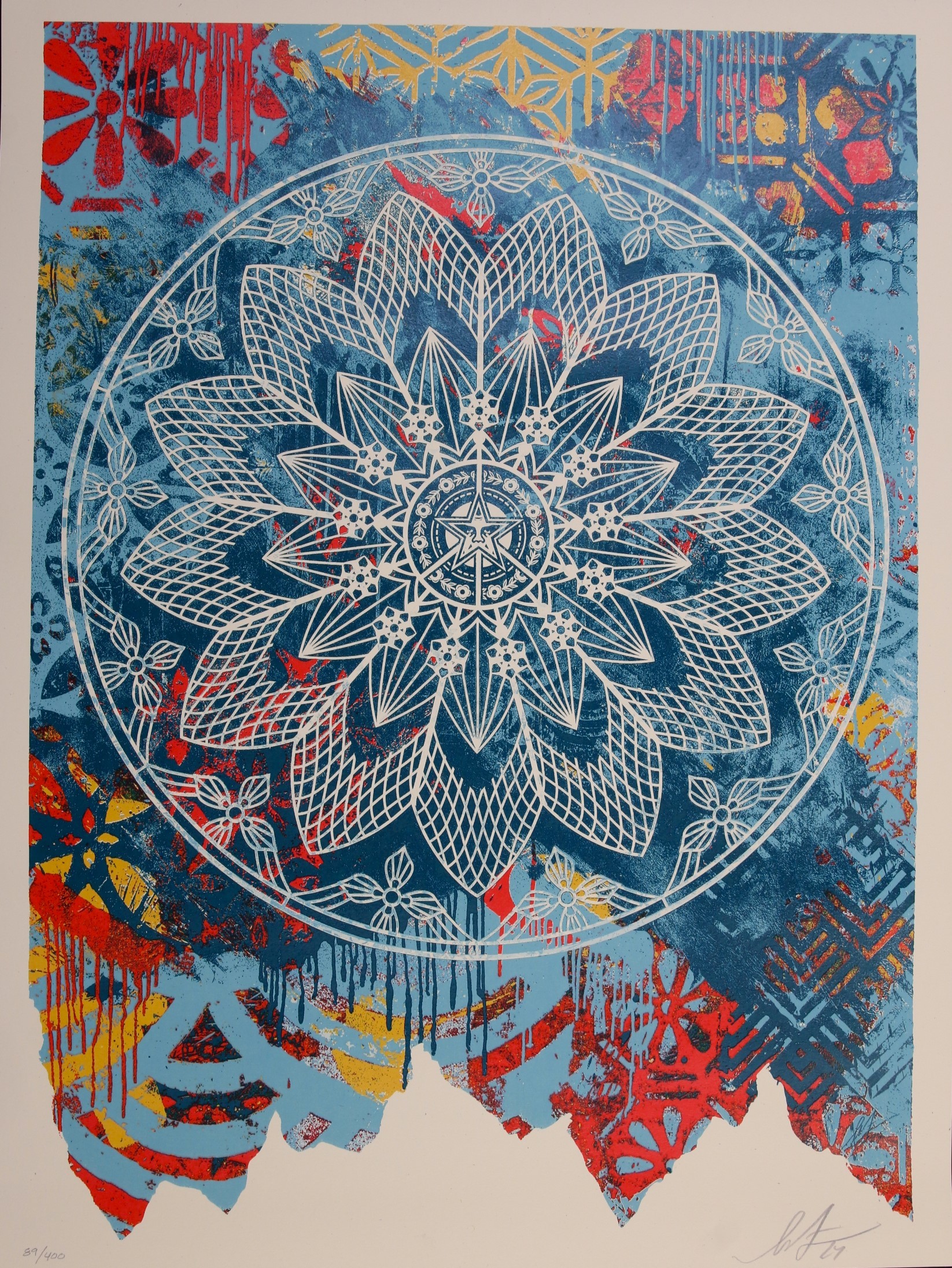 Shepard Fairey (Obey), Peace Mandala Collage Blue Shepard Fairey (Obey), Peace Mandala Collage Blue
