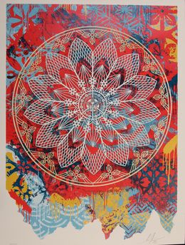 Drucke, Peace Mandala Collage Red, Shepard Fairey (Obey)