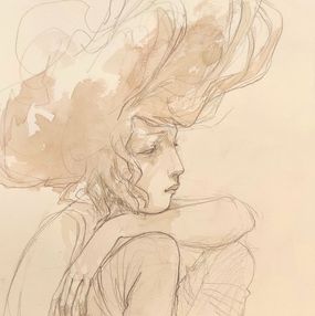 Dibujo, Femme pensive, Valérie Hadida