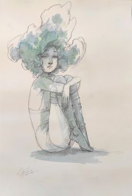 Dibujo, Pose bleue, Valérie Hadida