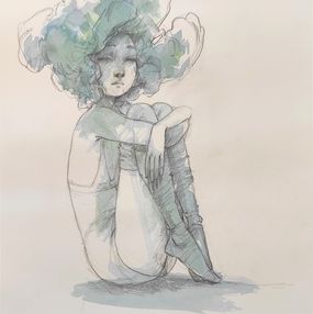 Dibujo, Pose bleue, Valérie Hadida