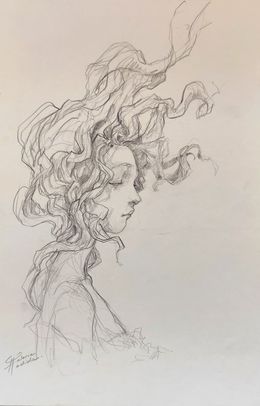 Dibujo, Profil vert, Valérie Hadida