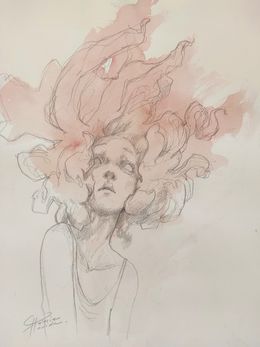 Fine Art Drawings, Tête rose, Valérie Hadida