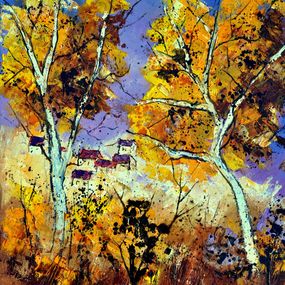 Painting, Two trees in autumn, Pol Ledent