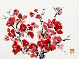 Peinture, Fleurs de prunier #1 - Inspiration de la calligraphie chinoise, Sophie Deliss