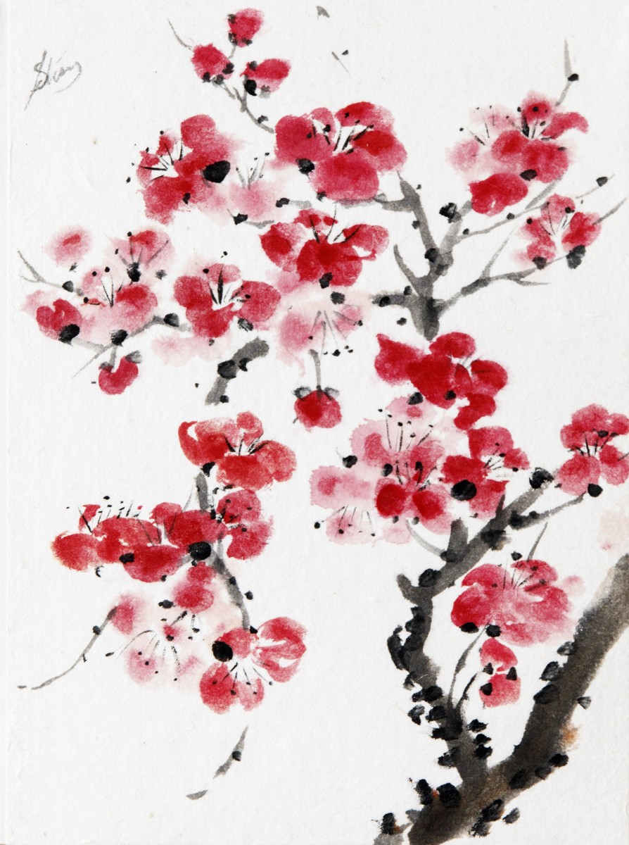 Sophie Deliss, Fleurs de prunier #2 - Inspiration de la calligraphie chinoise Sophie Deliss, Fleurs de prunier #2 - Inspiration de la calligraphie chinoise