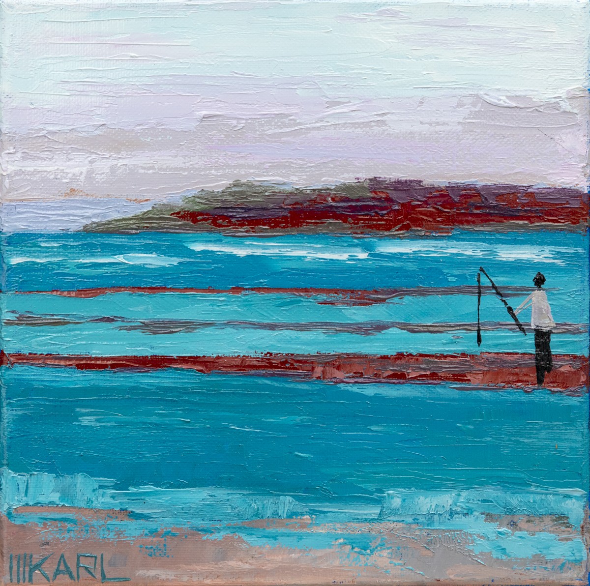 Marianne Karl, Le pêcheur - Série Quelqu'un, quelque part... - paysage entre abstraction et figuration Marianne Karl, Le pêcheur - Série Quelqu'un, quelque part... - paysage entre abstraction et figuration