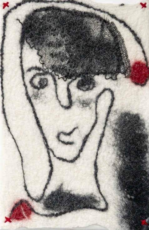 Josée Mesnard, Le Matador - Visage figuratif laine feutrée Josée Mesnard, Le Matador - Visage figuratif laine feutrée
