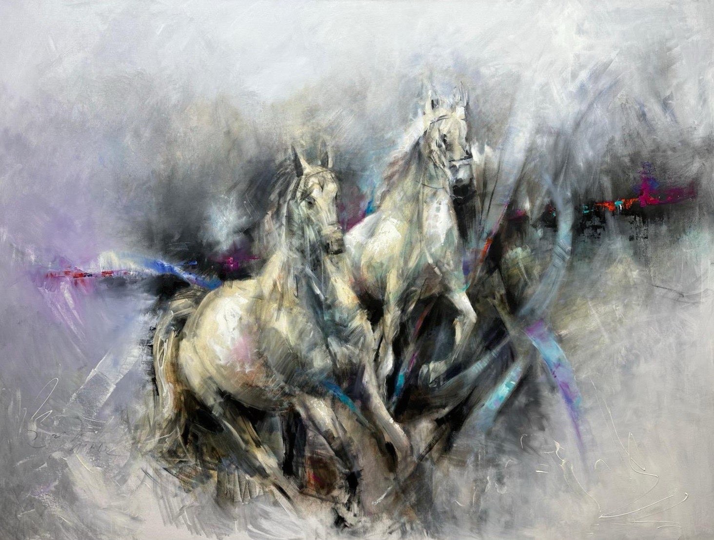 Irena Moroz, Horses on Abstract Background Irena Moroz, Horses on Abstract Background