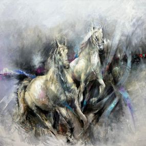 Painting, Horses on Abstract Background, Irena Moroz