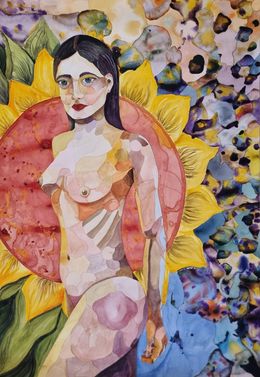 Painting, Women and a sunflower, Sandra Magdalena Zarychta