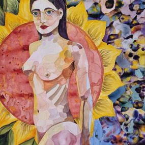 Painting, Women and a sunflower, Sandra Magdalena Zarychta