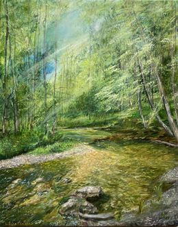 Gemälde, Forest in Lenzerheide. Original painting, Lusie Schellenberg