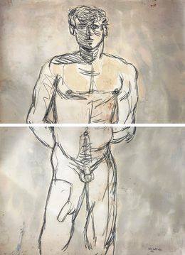 Painting, Untitled Diptych, Figurative Nude Drawing, Celso Castro