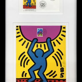 Print, International Youth Year (custom framed collage), Keith Haring