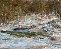 Painting, Forest Lake. Original painting, Lusie Schellenberg