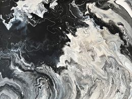 Painting, Black and White Cosmos, Monica Tangen