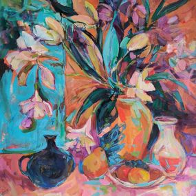 Peinture, Still Life with Flowers and Fruits, Julia Ruf