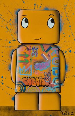 Peinture, Tableau Roboïde orange S, PRAB'Z