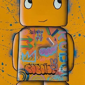 Peinture, Tableau Roboïde orange S, PRAB'Z