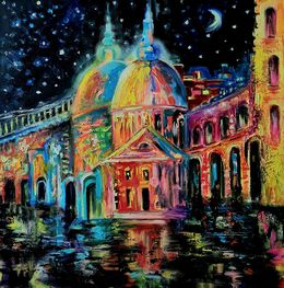 Pintura, Stars, moon and night city, Lilya Volskaya