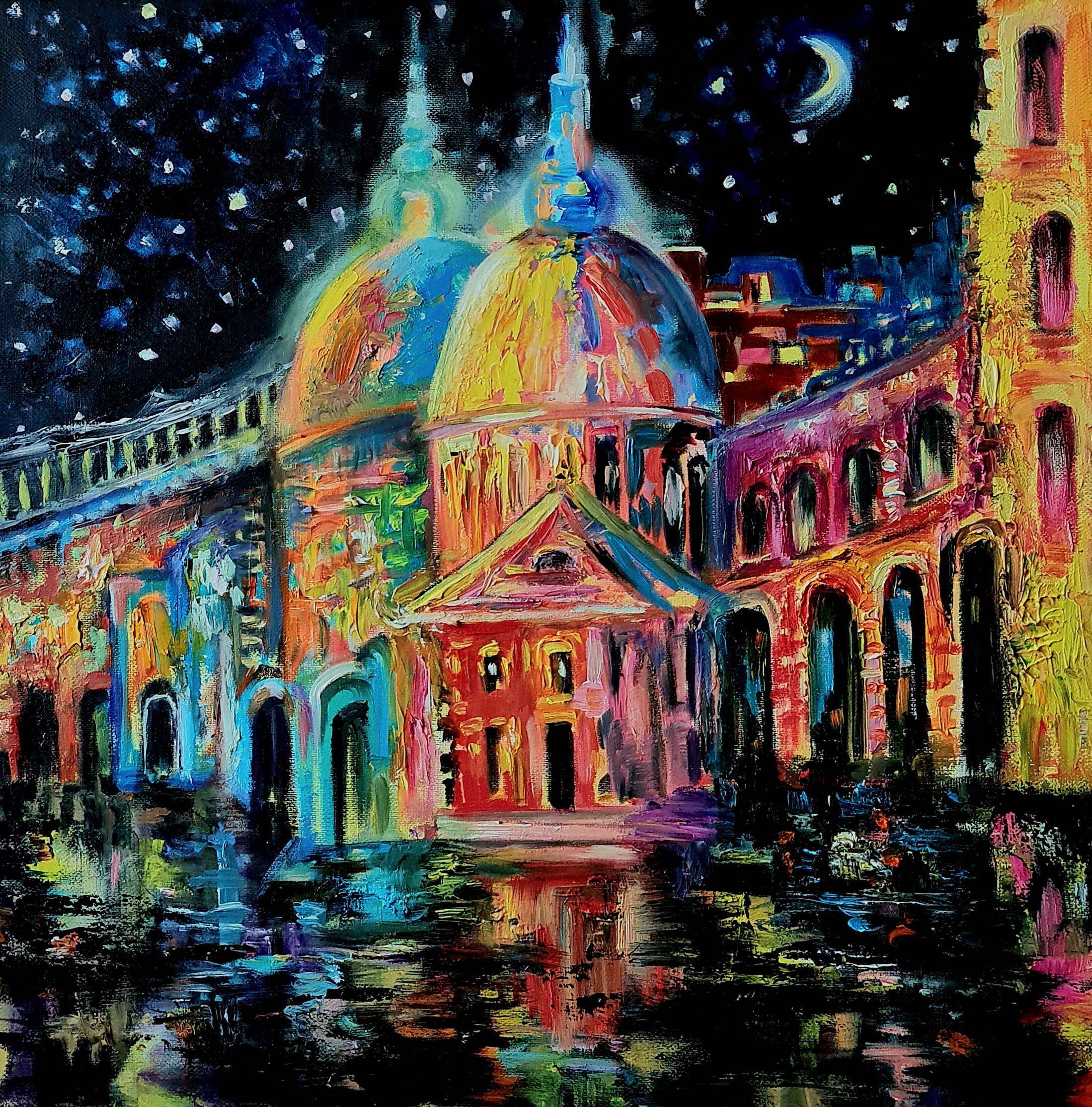 Lilya Volskaya, Stars, moon and night city Lilya Volskaya, Stars, moon and night city