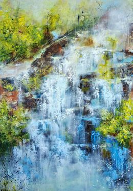 Pintura, Whispering Falls - contemporary impressionistic painting, Vera Hoi