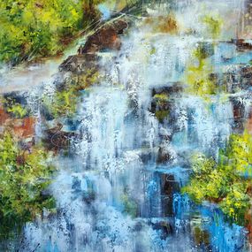 Pintura, Whispering Falls - contemporary impressionistic painting, Vera Hoi