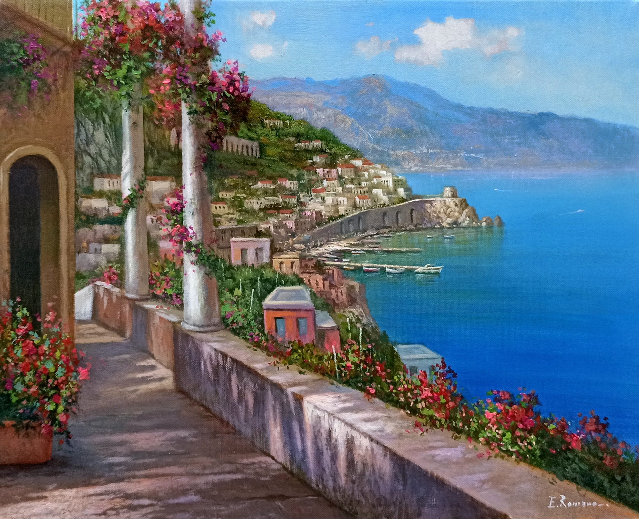 Eva Romano, The way to Amalfi - Italian coast painting Eva Romano, The way to Amalfi - Italian coast painting