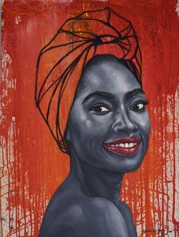 Gemälde, Gifted Treasure - 21st Century, Contemporary, Figurative Portrait, Beauty Women, Damola Ayegbayo