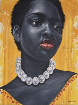 Gemälde, Black Pride 6 - 21st Century, Contemporary, Figurative Portrait, Beautiful Women, Damola Ayegbayo