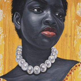 Pintura, Black Pride 6 - 21st Century, Contemporary, Figurative Portrait, Beautiful Women, Damola Ayegbayo