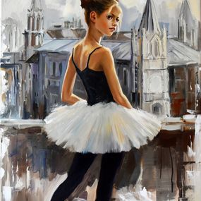 Gemälde, A lovely city of a small ballerina, Serghei Ghetiu