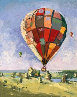 Painting, Landscape with colorful air balloon, Schagen Vita