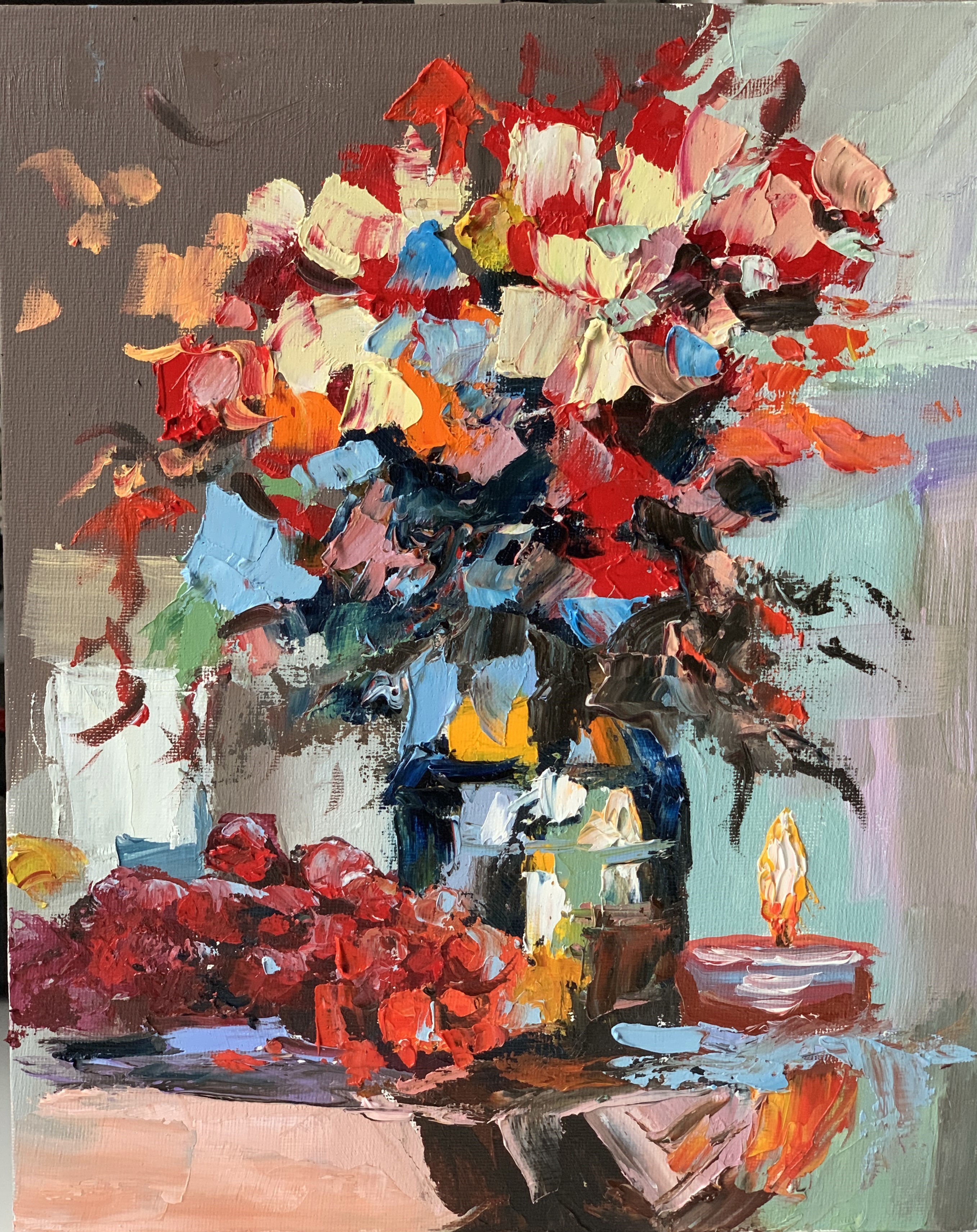 Schagen Vita, Bouquet of flowers and candle Schagen Vita, Bouquet of flowers and candle