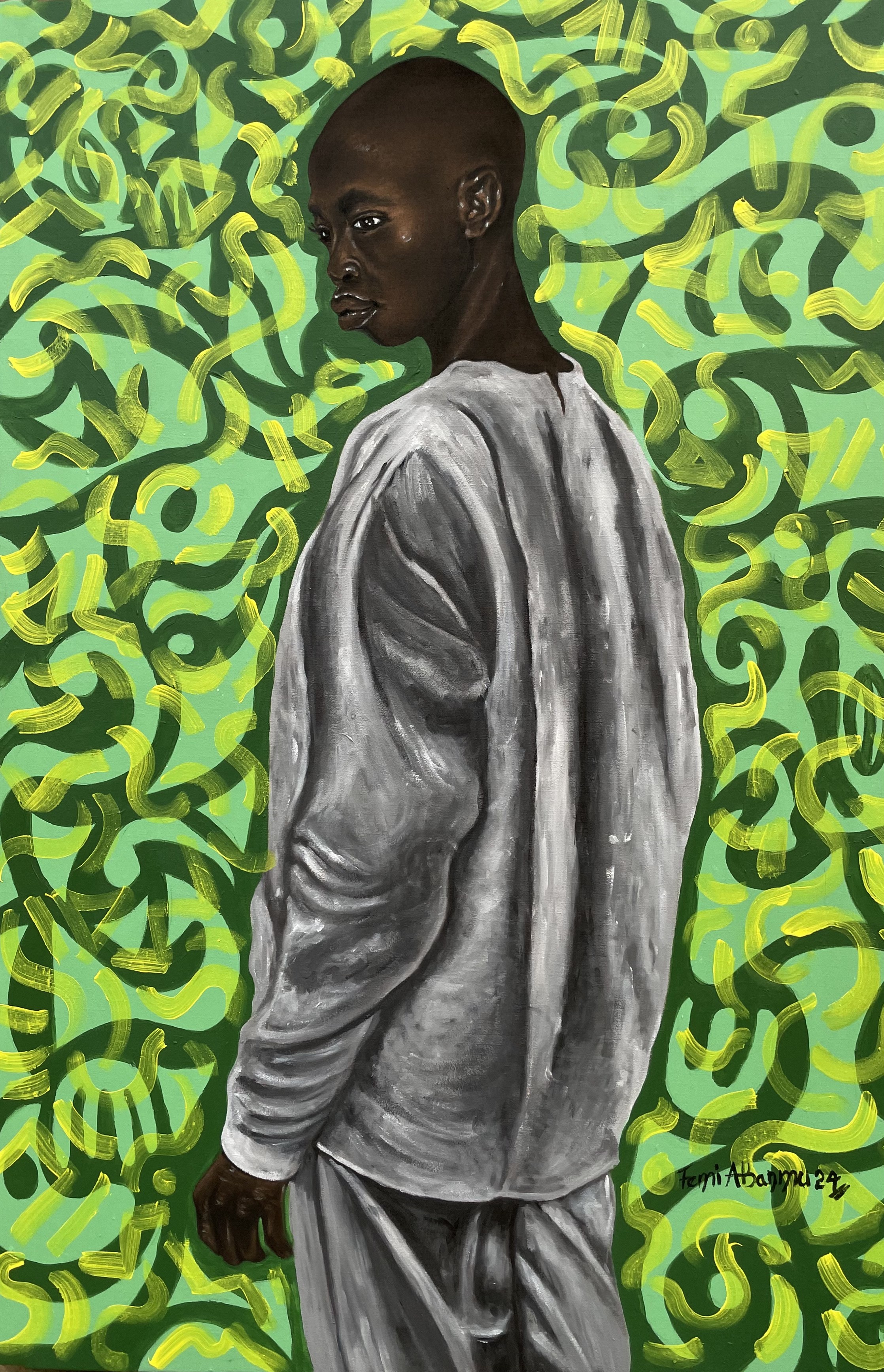 Oluwafemi Akanmu, Self Love 3 - 21st Century, Contemporary, Portrait, Mixed Media, African Woman Oluwafemi Akanmu, Self Love 3 - 21st Century, Contemporary, Portrait, Mixed Media, African Woman