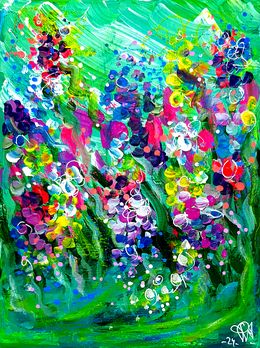 Painting, Deep Green Flowers, Priscilla Vettese