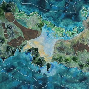 Peinture, Cartographie sensible Île du Gaou - 1950, Aurélie Trabaud