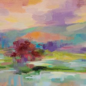 Gemälde, Sunset Lake Hues, Silvia Vassileva