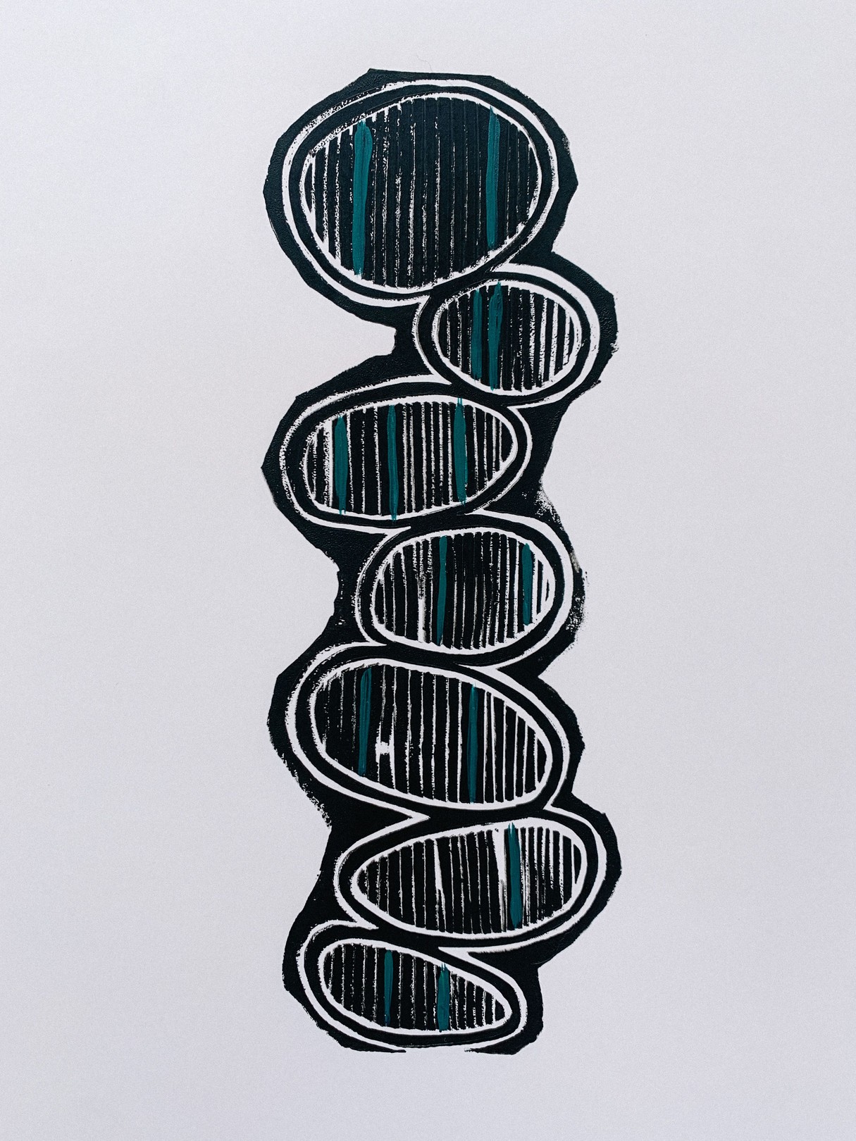 Stacy Rajab, Balance #4, Hand Printed Work, Linocut Stacy Rajab, Balance #4, Hand Printed Work, Linocut