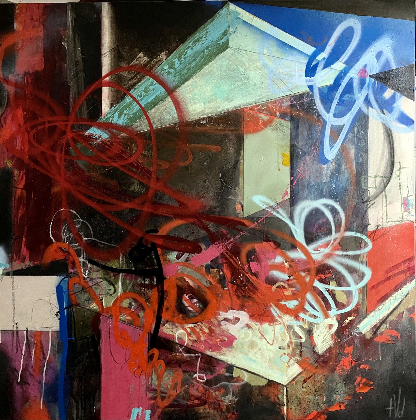 Theresa Vandenberg Donche, Burning Down the House, Painting, Acrylic on Canvas Theresa Vandenberg Donche, Burning Down the House, Painting, Acrylic on Canvas