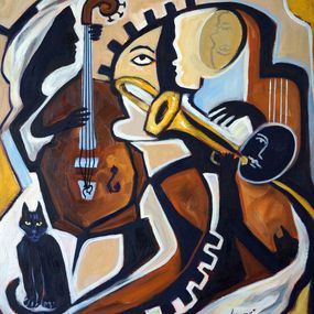 Gemälde, Le Chat du Jazz, Valerie Vescovi