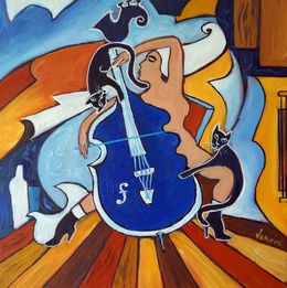 Gemälde, Violoncelle de Cobalt, Valerie Vescovi
