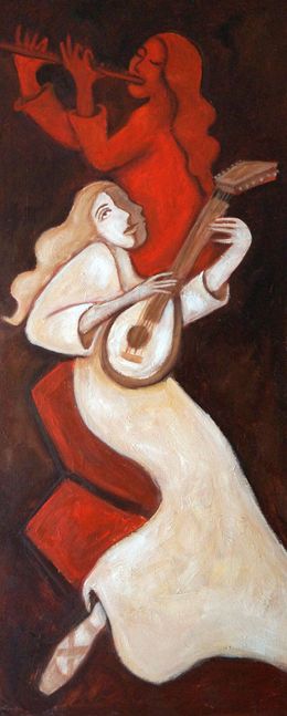 Painting, Lute & Flute, Valerie Vescovi