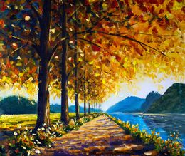 Gemälde, Sunny road near the sea, Valery Rybakou