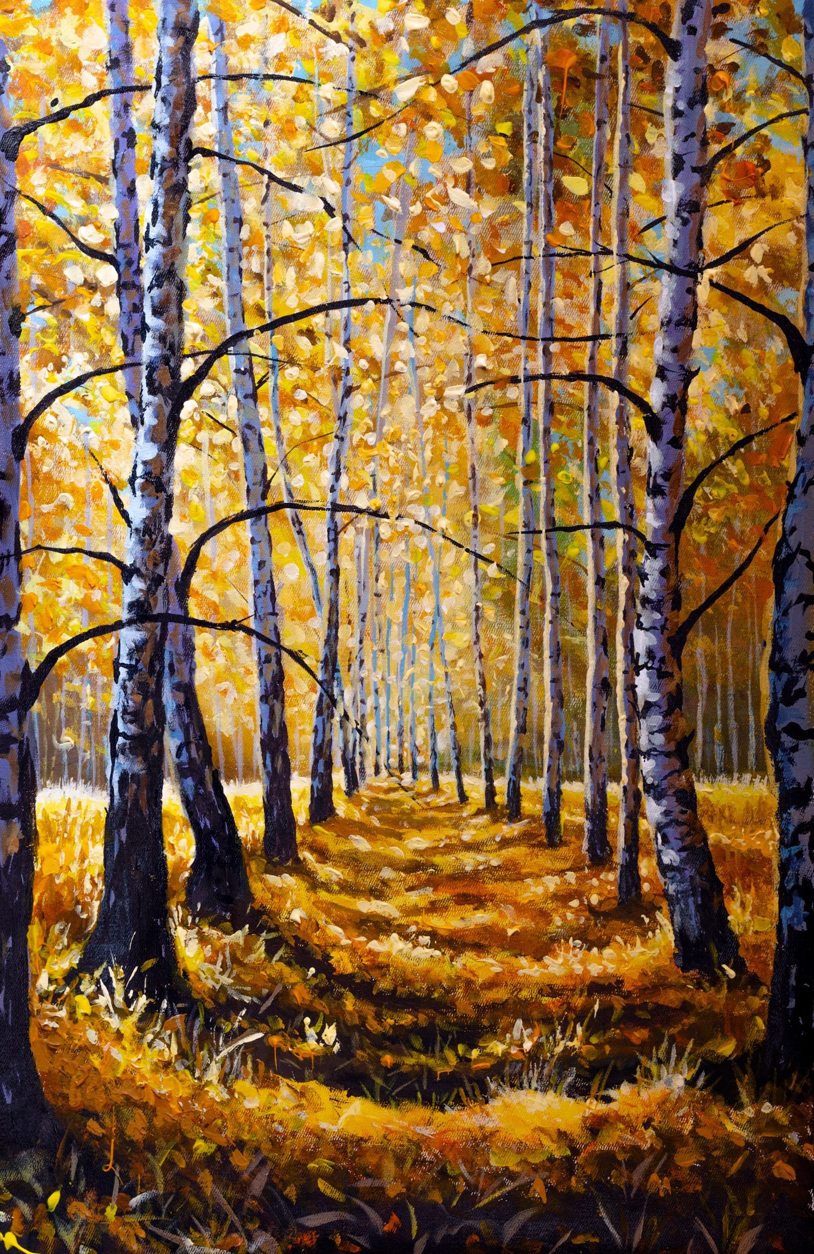 Valery Rybakou, Sunny road in a birch forest Valery Rybakou, Sunny road in a birch forest