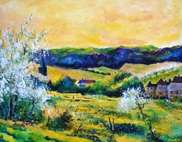 Painting, Spring in my village, Pol Ledent