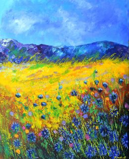 Gemälde, Blue cornflowers  108, Pol Ledent