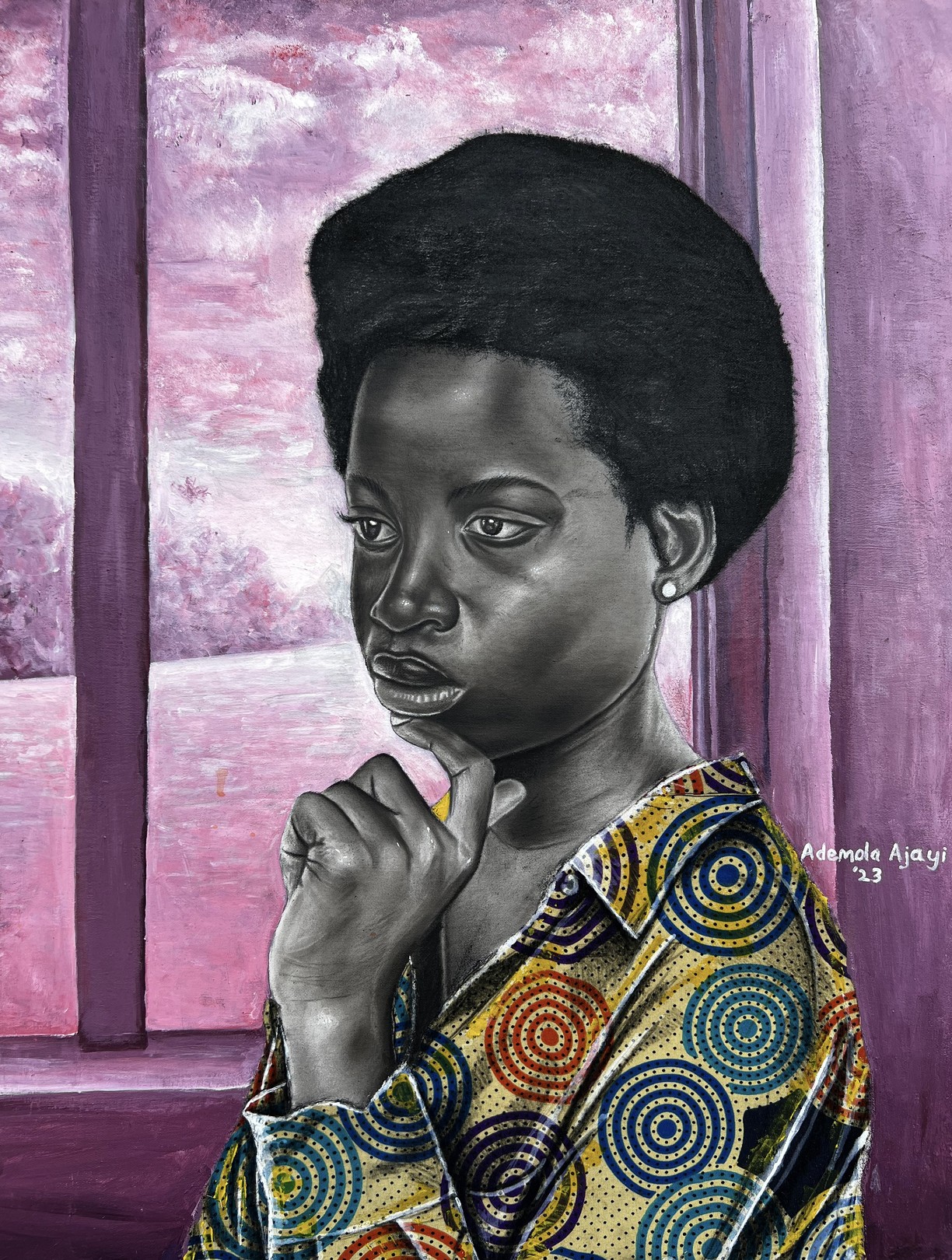 Ademola Ajayi, Meditation - 2st Century, Contemporary, Figurative Portrait, Africa Dress, Women Ademola Ajayi, Meditation - 2st Century, Contemporary, Figurative Portrait, Africa Dress, Women