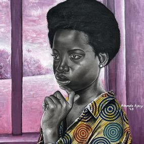 Gemälde, Meditation - 2st Century, Contemporary, Figurative Portrait, Africa Dress, Women, Ademola Ajayi